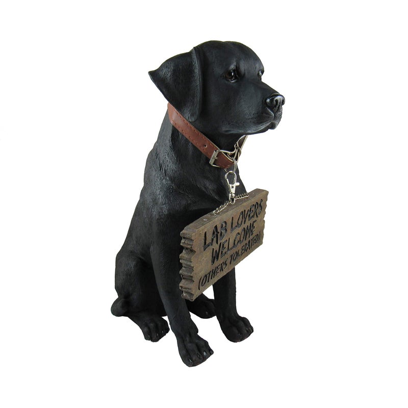 DWK Charming Black Labrador Indoor Outdoor Welcome Statue: Lifelike Canine Companion with Reversible Message Sign for Heartwarming Greetings and Playful Decor - Image 4